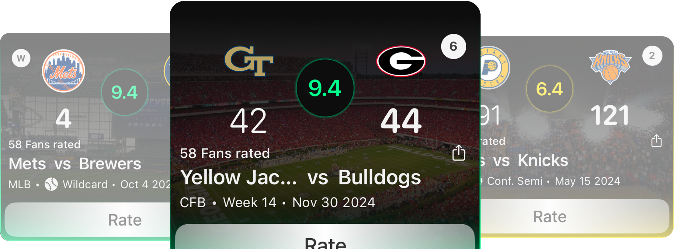 Rate Games and Stadiums